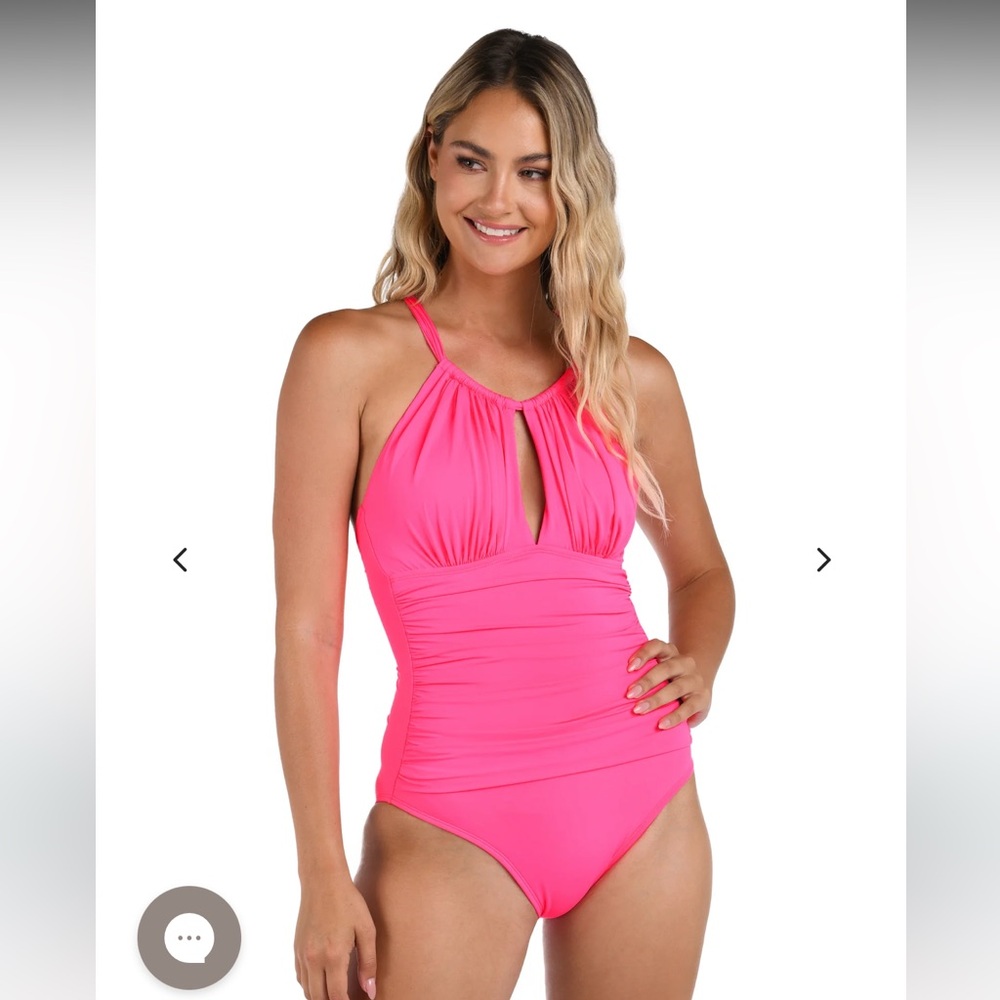 La Blanca Island Goddes Key-Hole Halter One Piece Bathing Suit
